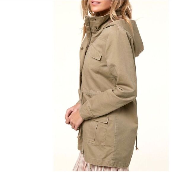 O'Neill Utility Coat Size Small Onofre Anorak Jacket Parka Military Beige - Picture 3 of 11